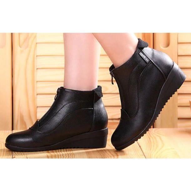 Hemat Sepatu Boots Wanita Casual Formal Pdl Wedges 5 Cm Kulit Sapi