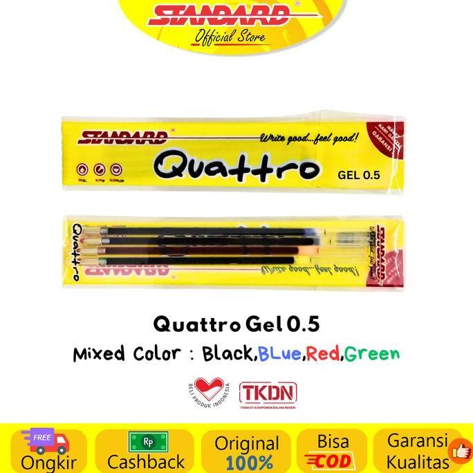 Standard - Refill Pulpen Quattro 0.5 / 0.7 - Gel / 4 Set ( Isi Pulpen / Pena / Ballpoint )