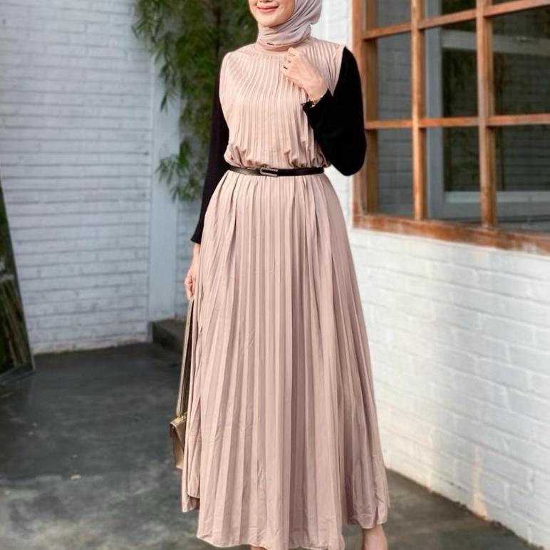 Discount Inner Dress Plisket Tanpa Lengan / Dress Plisket / Gamis Plisket