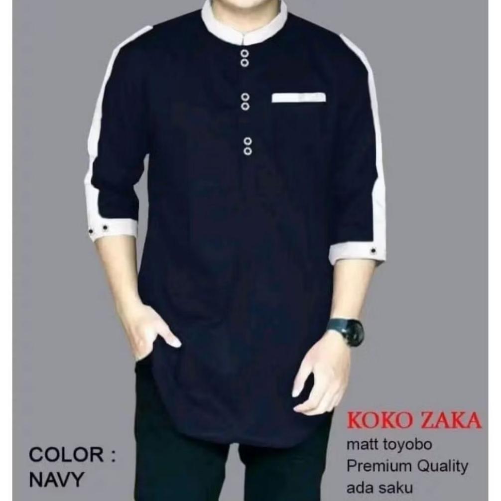 NEW Baju Koko Pria Kurta Zaka Terbaru Lengan 3/4