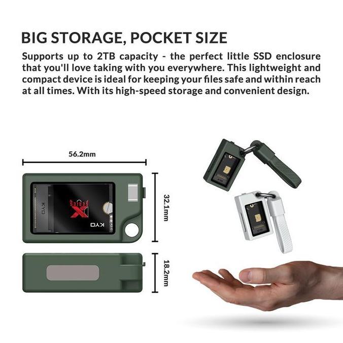 Netyou- Kyo Mini X 10Gbps Portable Ssd Enclosure With Active Cooling Fan M.2 Nvme 2230 For Iphone La