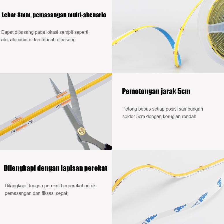 big promo lampu strip cob 12v/24v cahaya kepadatan tinggi 5 meter/10meter lampu led lem perekat send