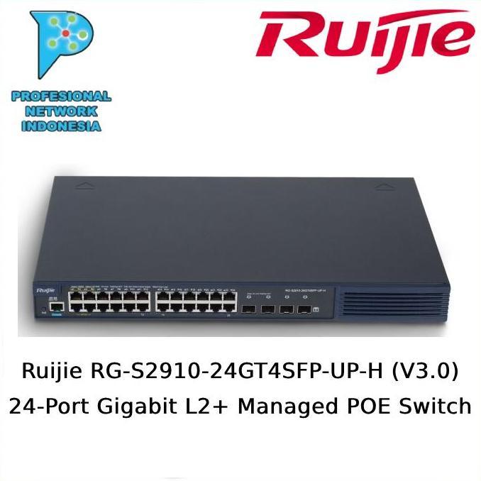 Ruijie Rg-S2910-24Gt4Sfp-Up-H (V3.0) 24-Port Gigabit L2+ Managed Poe Switch