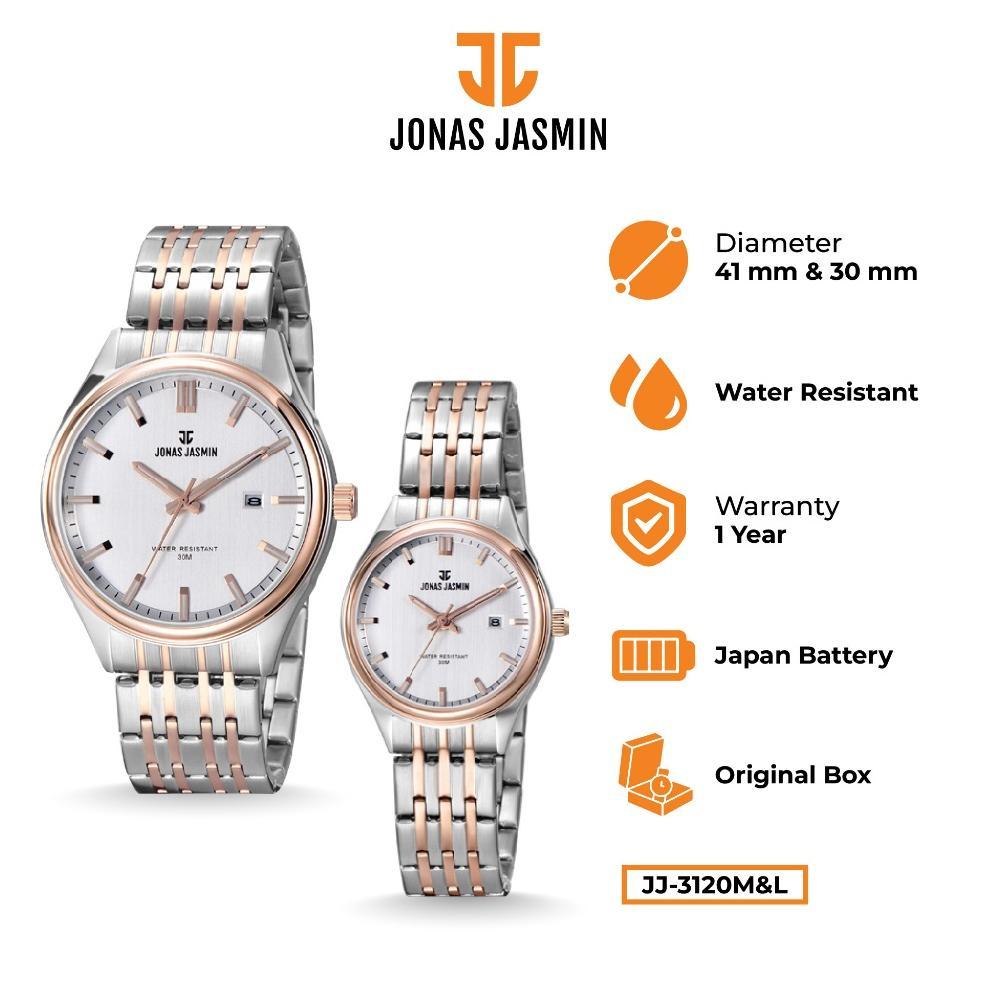 GARANSI JONAS JASMIN - JAM TANGAN COUPLE ANALOG JJ-3120M/JJ-3120L INCLUDE BOX FULLSET