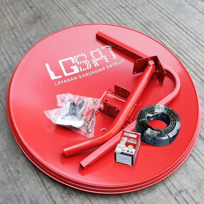 Paket Antena Parabola Mini LGSAT Ku Band 60 cm - Merah