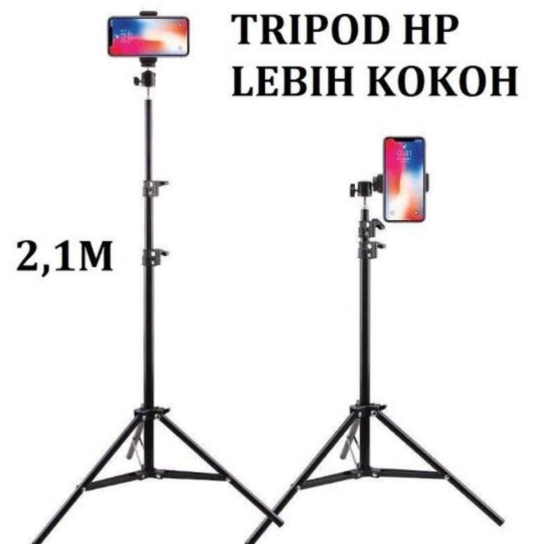 HOT PRODUCT Tripod 2,1 meter Besi Tripod Ringlight HP Kamera Lengkap Holder HP