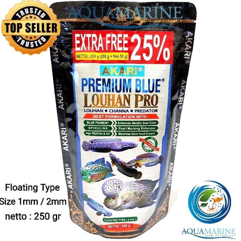 AKARI PREMIUM BLUE LOUHAN PRO Pelet Ikan Channa Limbata Auranti Pakan Louhan Predator kamfa srd cenc