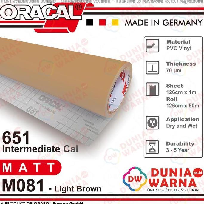 Oracal 651 081 Light Brown 651G Gloss 651M Matte (Doff) Sticker Vinyl Calendered Intermediate Cal