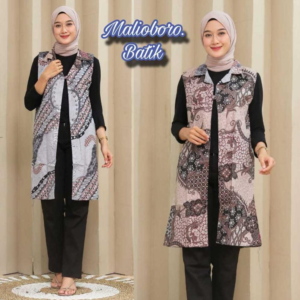 Flash Sale Blazer Outer Batik Wanita Cardingan Bahan Katun Bolak Balik