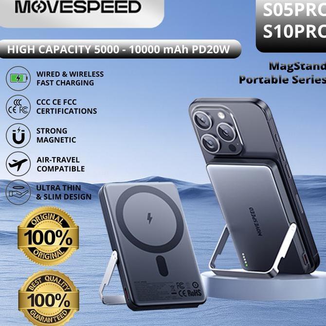 CCC Certification MOVESPEED S10Pro 10000mAh | S05Pro 5000 mAh Magnetic Power Bank Wireless Portable 