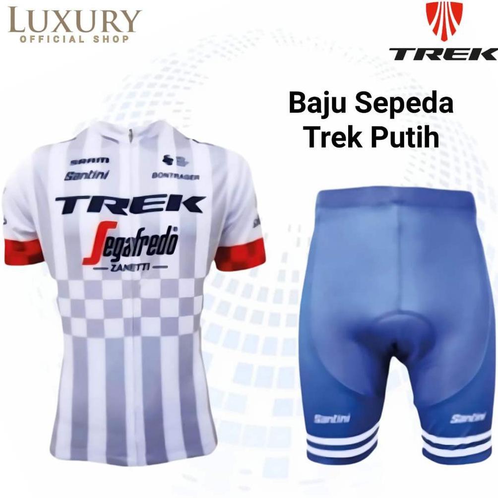 NEW Baju Sepeda Pria Jersey Setelan Set Celana Trek Putih Padding Gowes Olahraga