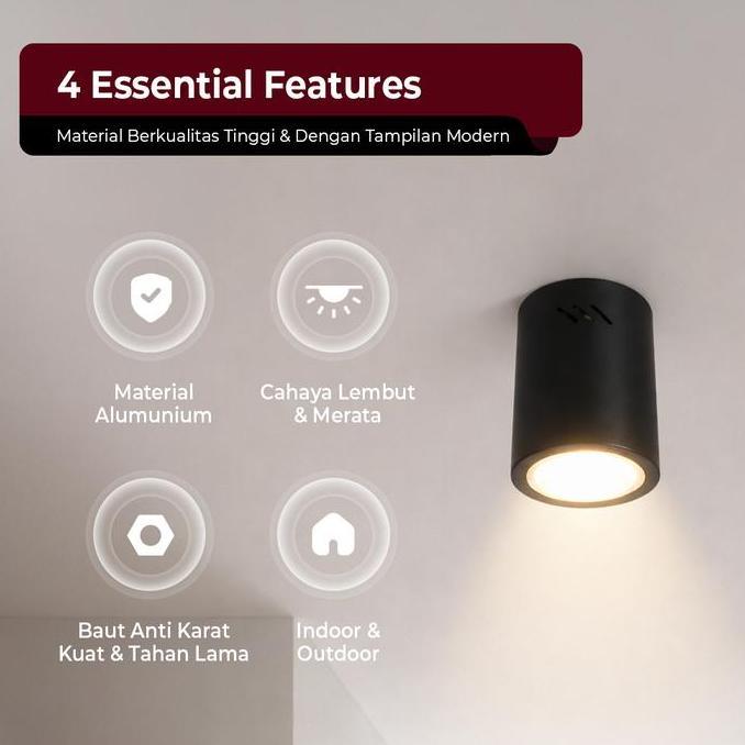Lumina - Lampu Sorot Downlight Surface Silinder Hitam Putih Ceiling Lamp Minimalis Besi Aluminium Fi