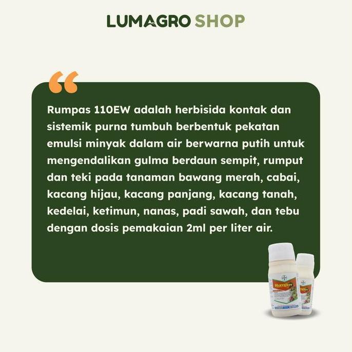 Rumpas 110EW 100ml Herbisida Selektif Cabai Kacang Tanah Padi Tebu Bawang Merah (TERBAIK) (TERBARU) 