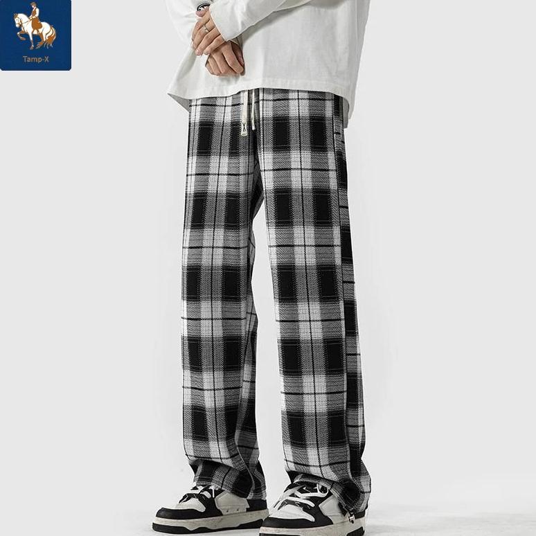 ready stock tamp-x oversize jumbo celana panjang pria joger baggy pants santai kotak kotak korean st