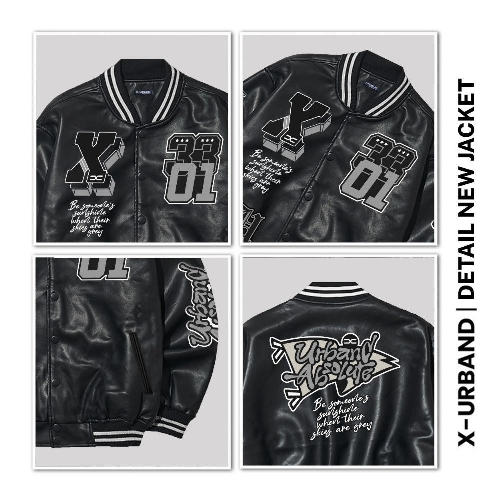 hemat x u a  jaket varsity baseball leather sintetis embroidery