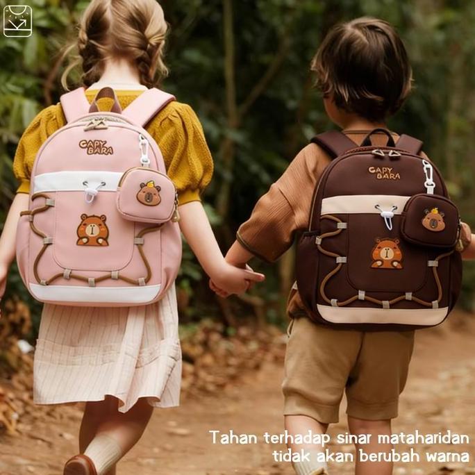 Grosir [Cod] Tas Ransel Capybara Anak Anti Air Paud Tk Sd Kids Backpack Motif Kartun Lucu - Bonus Do