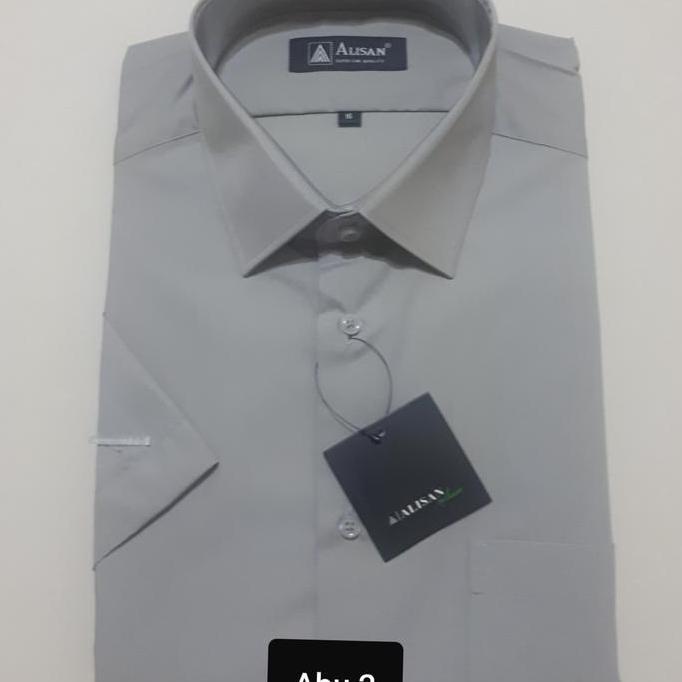 ALISAN ORIGINAL Slim Fit Kemeja Pria Lengan Pendek Abu 6 ( Abu Tua )