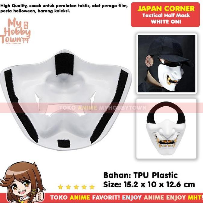 Topeng Anime Jepang Noh Kabuki Hannya Putih Oni Demon Mask Half Face