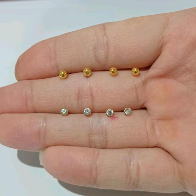 ANTING TINDIK BAYI MATA & POLOS (EMAS MUDA 6K)