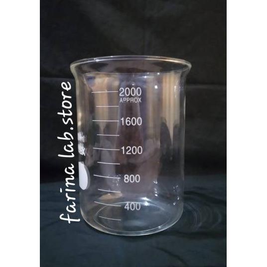 Beaker Glass Pyrex 2000Ml Kaca Tahan Panas