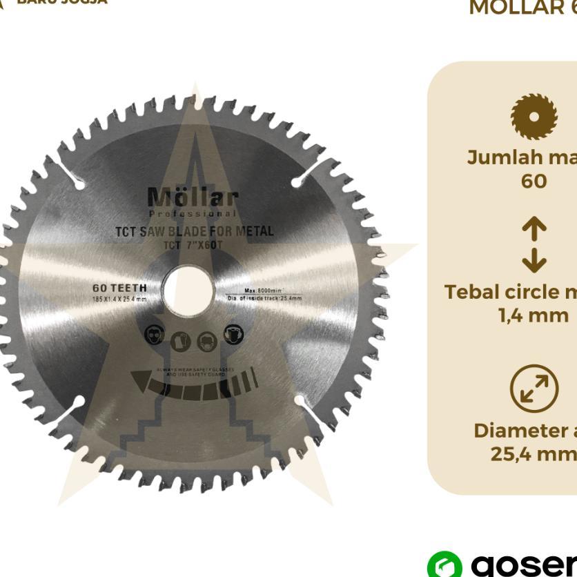 Mollar Mata Potong Besi 7 Inch X 60 T Tct - Circular Saw Blade Metal Gergaji  Mata Potong Besi 7 X 6