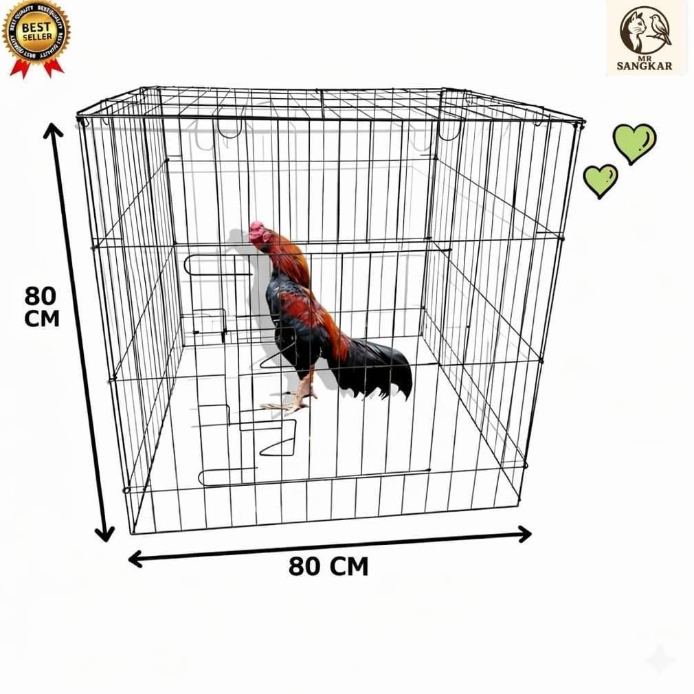 Kandang Ayam Jumbo 80X80 Besi Tebal Bisa Di Lipat