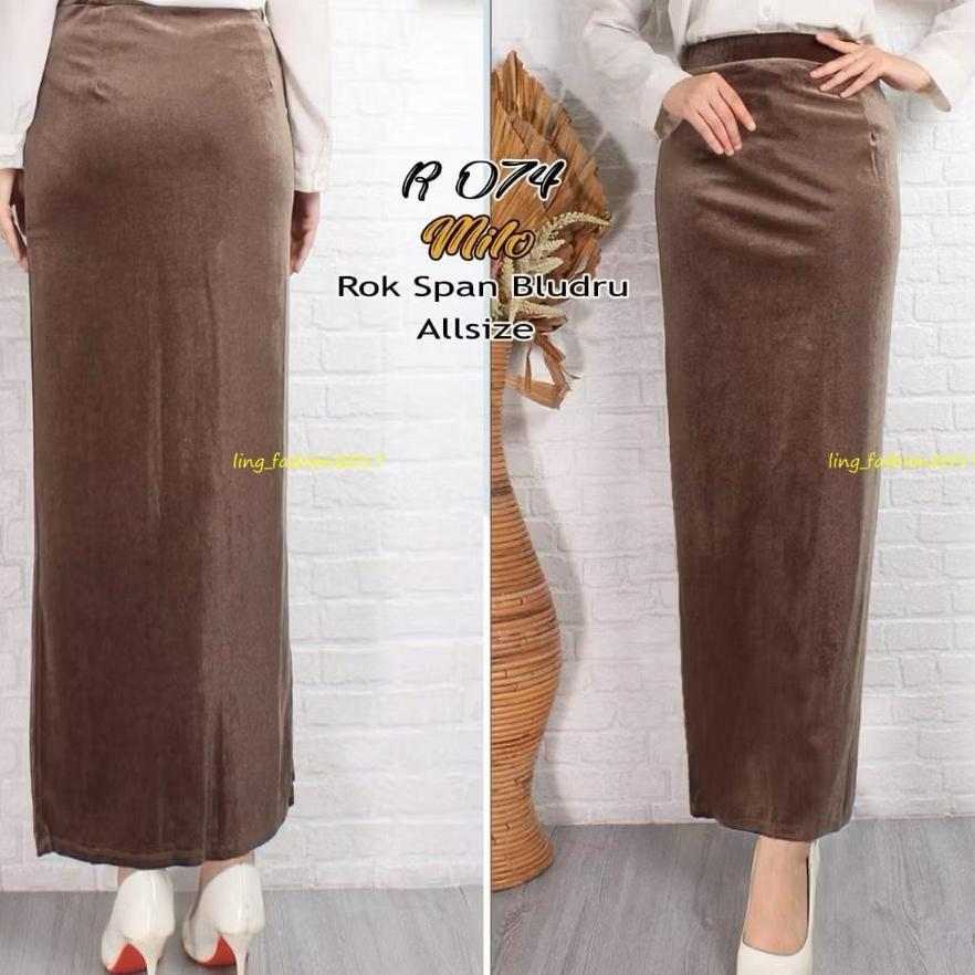 Rok Span Bludru Panjang Premium // Rok Span Kerja Velvet Bludru