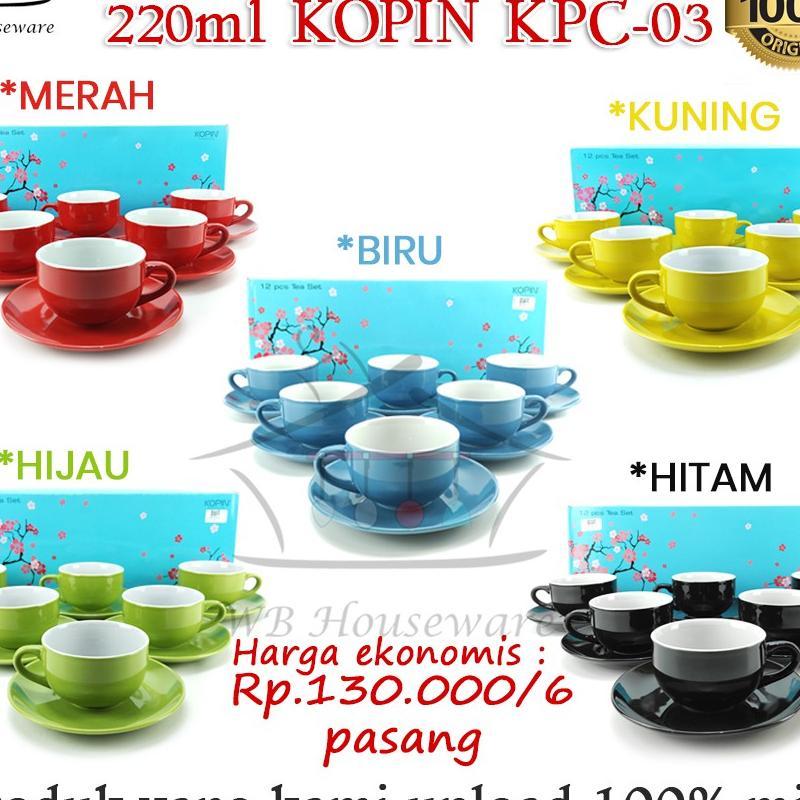 6 Pasang Cangkir Gelas Kopi + Tatakan / Cangkir Kopi Cappuccino Keramik Warna 250Ml / Cappuccino Cup