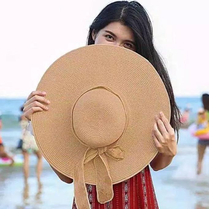 Topi Pantai Papper Pita Rajut Lebar Import Summerhat