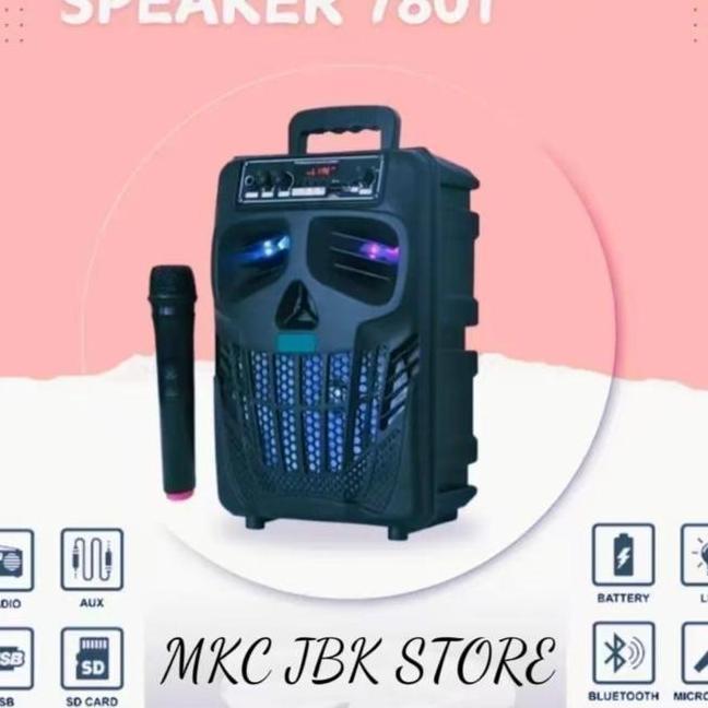 Mkc Kimiso Speaker Bluetooth Qs7801 Full Bass 8.8Inch Dengan Microfon Kabel Wireless Karaoke Fm Radi