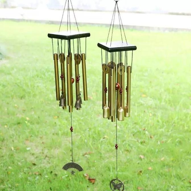 Lonceng Angin Logam Anti Karat Bentuk Koin Perunggu, Wind Chime Feng Shui, Gantungan Hiasan Koin, Ge