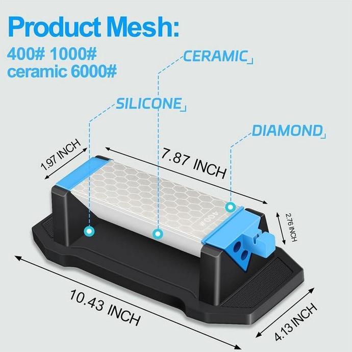 DMD 3 Side Diamond Sharpening Stone Whetstone 400/1000/6000