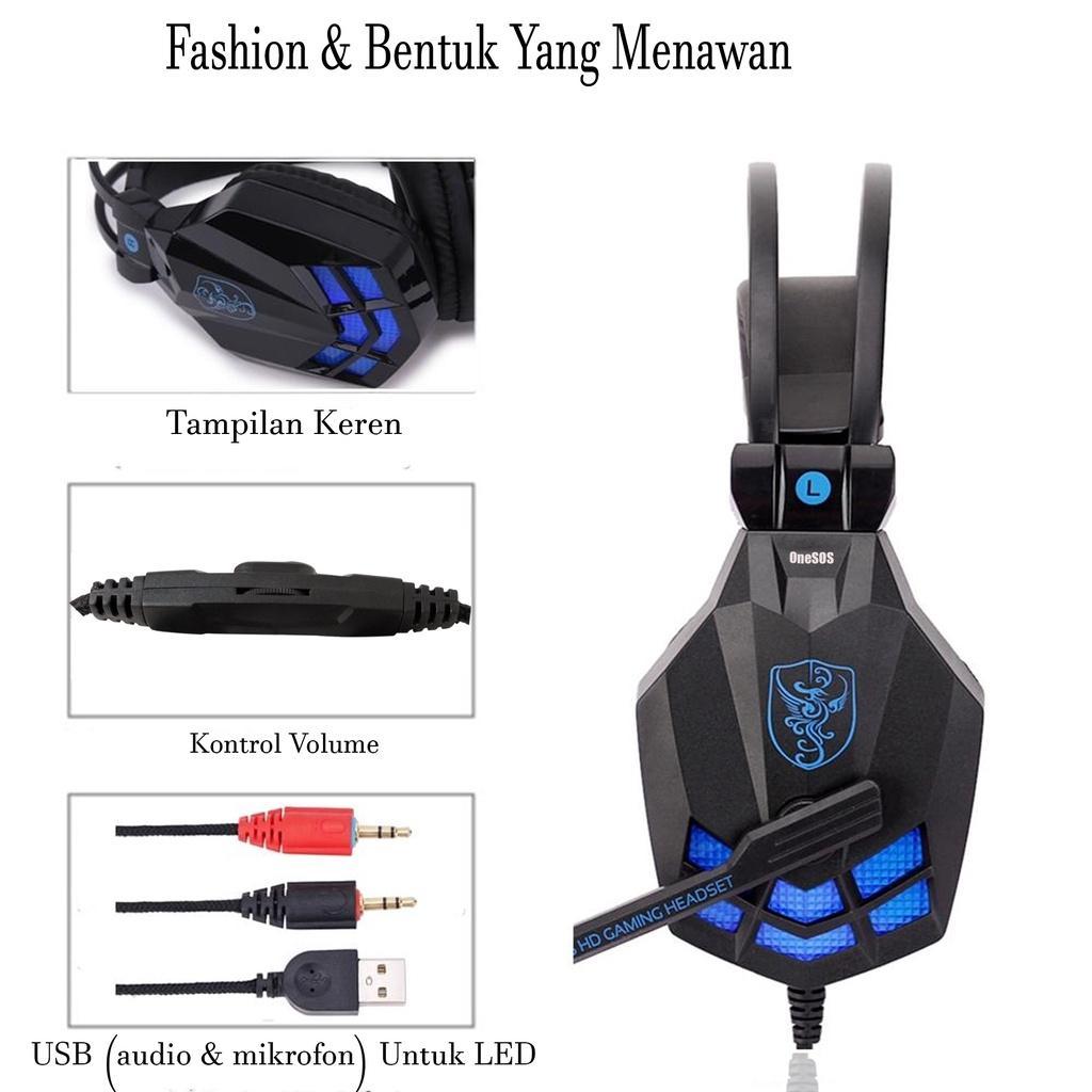Headset Headphone Gaming Murah Kabel Plus Mic Dan Audio Splitter / Headset Game Sy850 Extra Bass | H
