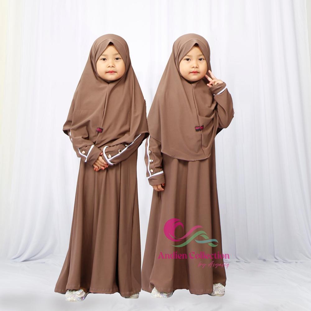 Diskon Set Gamis Anak Marwah Dengan Jilbab Ukuran M-L-Xl - Baju Gamis Muslim Anak