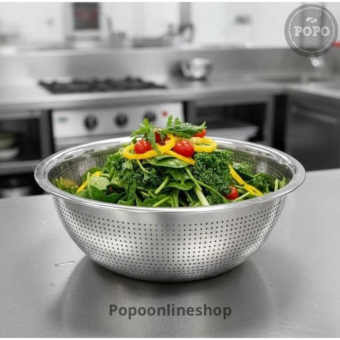 Baskom Bolong Lubang Bakul Stainless Saringan Baskom Tirisan Sayur Beras