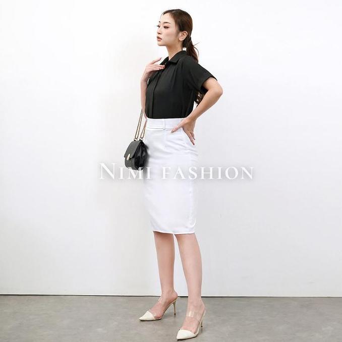 Rok Pendek Wanita Span 3/4 Formal Kantor Rok Span Kerja Pendek Putih Hitam Navy Coklat Basic