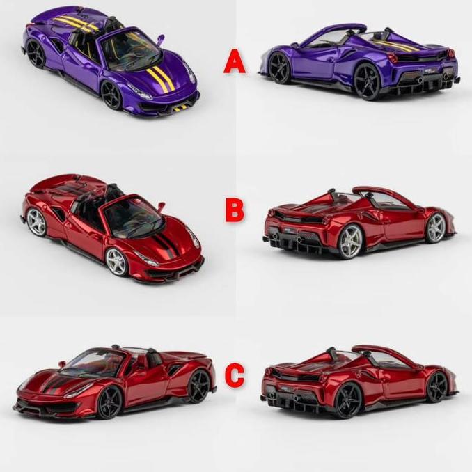 TPC 1/64 NOVITEC FERRARI 488 ROADSTER WINE RED SILVER WHEELS - DIECAST MOBIL MAINAN MINIATUR AS2123