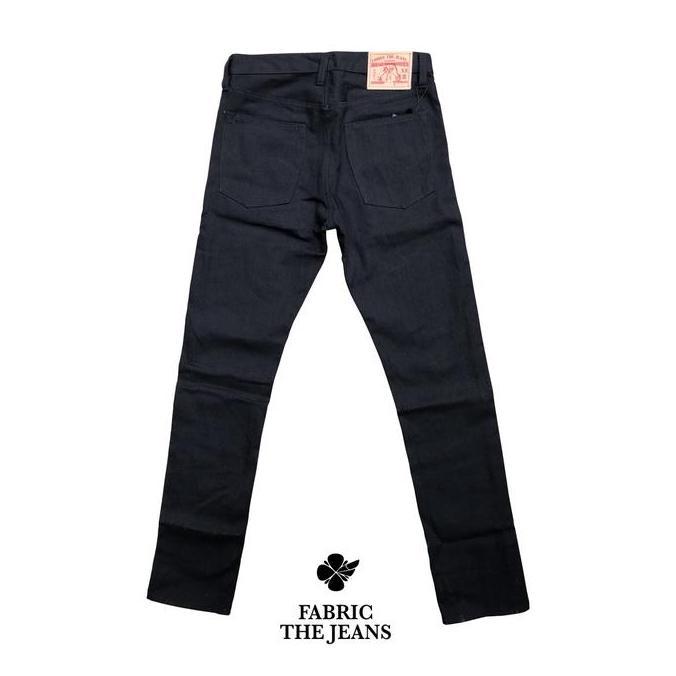 OOTD FTJ/ Fabric The Jeans - FS-105 Full Black Non Stretch Slim Cut 14 Oz Denim Casual Pria OOTD