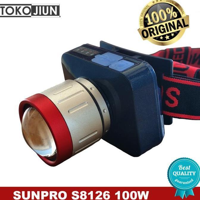 Zaito- Sunpro Headlamp Led Senter Kepala Led Sunpro 100W Bisa Zoom Batre Isi Ulang