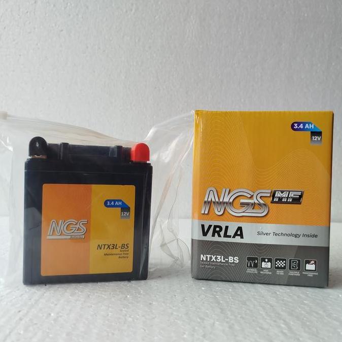 ORIGINAL AKI MOTOR RX-KING 12VOLT 3,4 AMPERE BONUS KARET AKI KERING GEL GM3-3B / NTX3L-BS / MTX3L / 