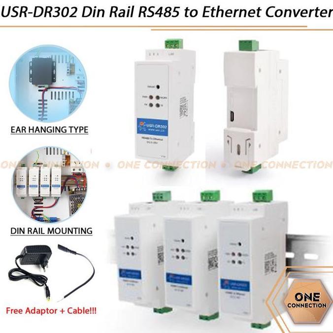 USR-DR302 DIN RAIL RS485 TO ETHERNET CONVERTER SUPPORT MODBUS TCP RTU JS99
