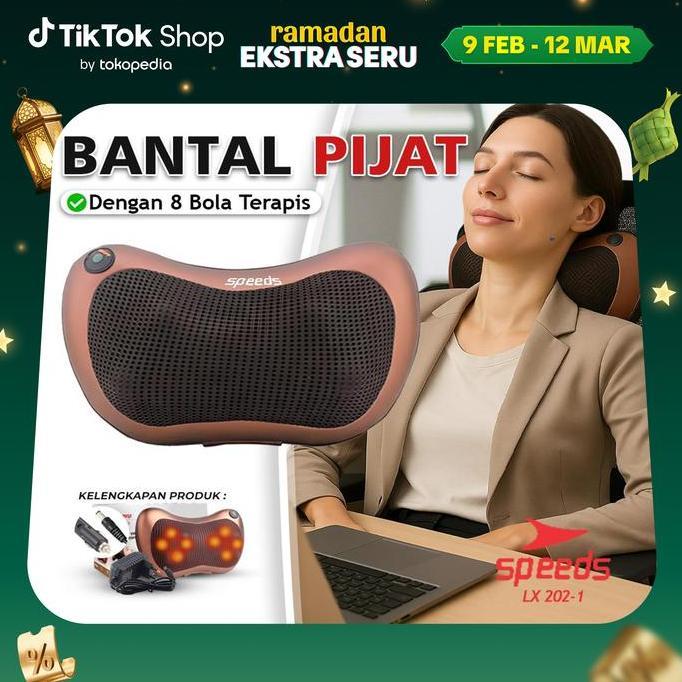 Speeds Bantal Pijat 8 Bola Coklat Bantal Pijat Terapi Relaksasi Leher Punggung Alat Pijat Untuk Oran