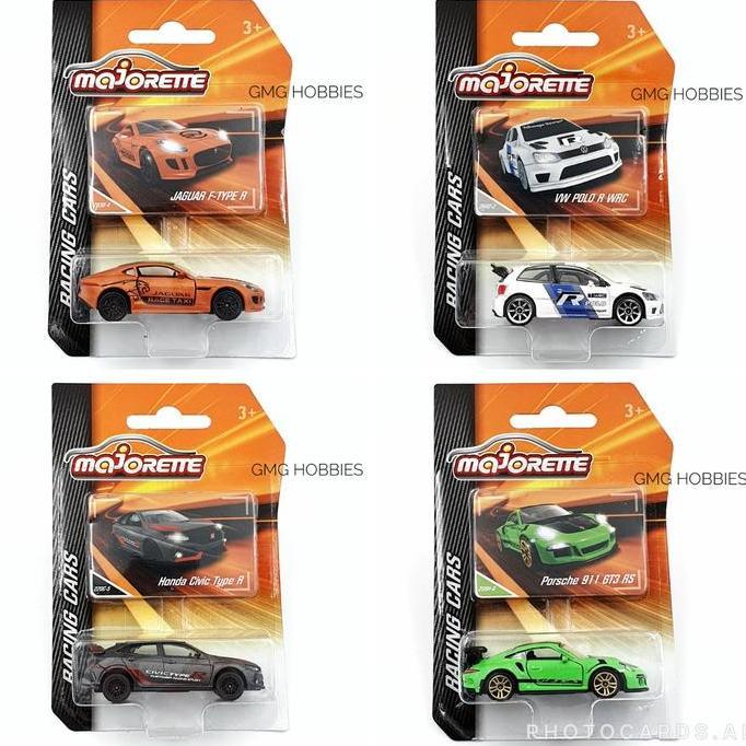MAJORETTE RACING CARS PORSCHE 911 GT3 RS VW POLO R WRC HONDA CIVIC TYPE R JAGUAR F TYPE R DIECAST MO