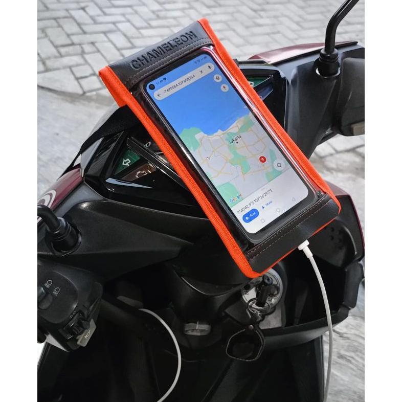NEW HOLDER HP WATERPROOF SUPORT LUBANG CHARGER TAS HP ANTI AIR UNTUK DIMOTOR TAS HOLDER HP UKURAN LA