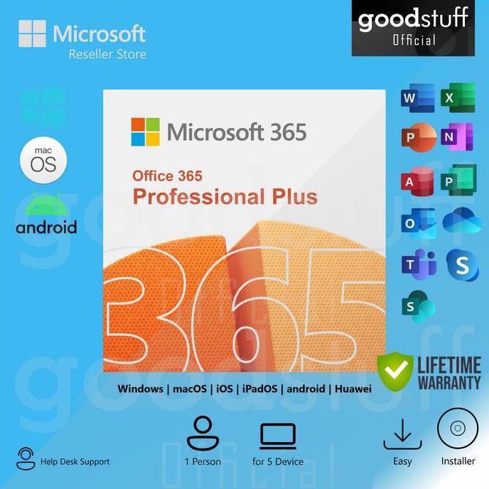 Microsoft Office 365 Original 1 User 5 Device Lifetime Mac/ Macbook/ Win/ iPad/ Tab/ Android