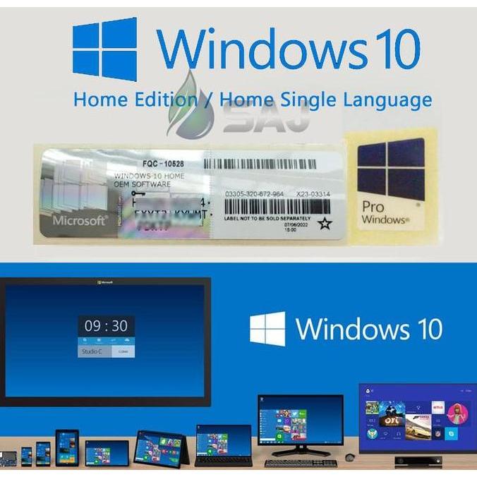 Windows 10 Home 32/64 Bit - Digital Licence With Stiker Key (COA Original)