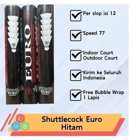 Shuttlecock Badminton Euro Hitam Kok Euro Original