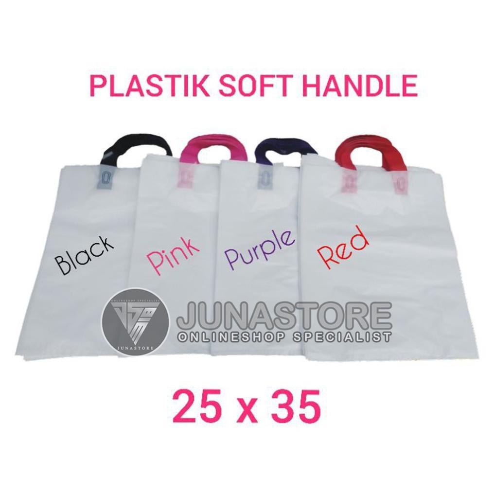 Plastik Shopping Bag / Plastik Soft Handle Kantong Putih Rea 25 X 35