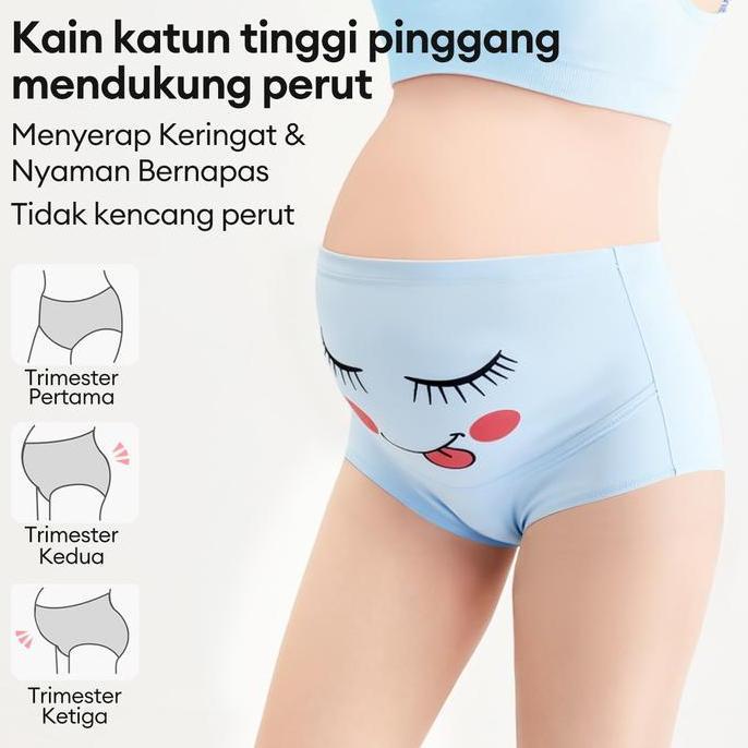 2/3/4/6pcs cd ibu  bumil celana dalam hamil kain lembut banyak size bahan katun pinggang tinggi adem