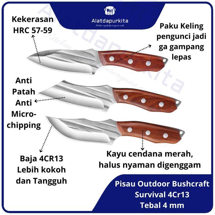 Bisa Cod - Pisau Dapur Daging Potong Tali Ranting Bahan Baja 4Cr13 Multifungsi Size 22 Cm Untuk Kegi